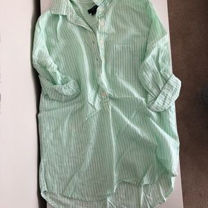 J. Crew Factory Green Stripe Cotton Popover